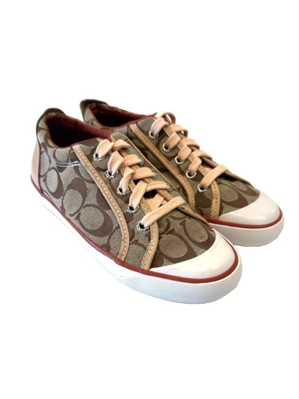 Coach Barrett Signature Monogram Canvas Leather Low Top Laces Sneakers Sz 5.5 B